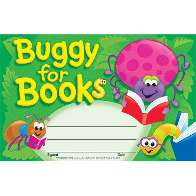 Buggy for Books Recognition Award - pack of 30 certificates - minibeasts